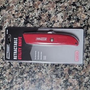 Tool Shop Retractable Utility Knife red new w/ 5 blades zinc alloy retractable